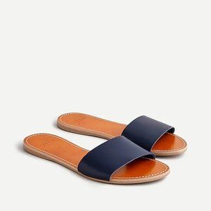 J. Crew Capri Leather Slide Sandals Navy